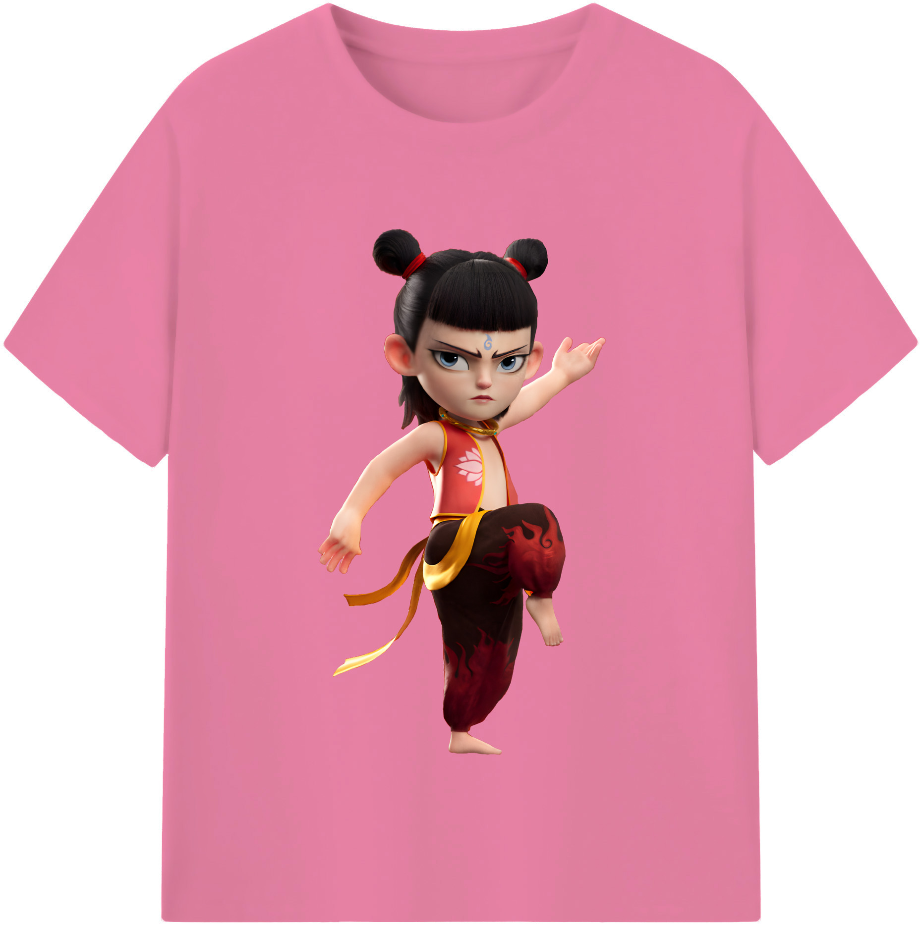 （画像用） Ne Zha 2 ナタ 魔童の大暴れ 綿100％半袖Tシャツ（フロントプリント）